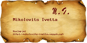 Mikolovits Ivetta névjegykártya